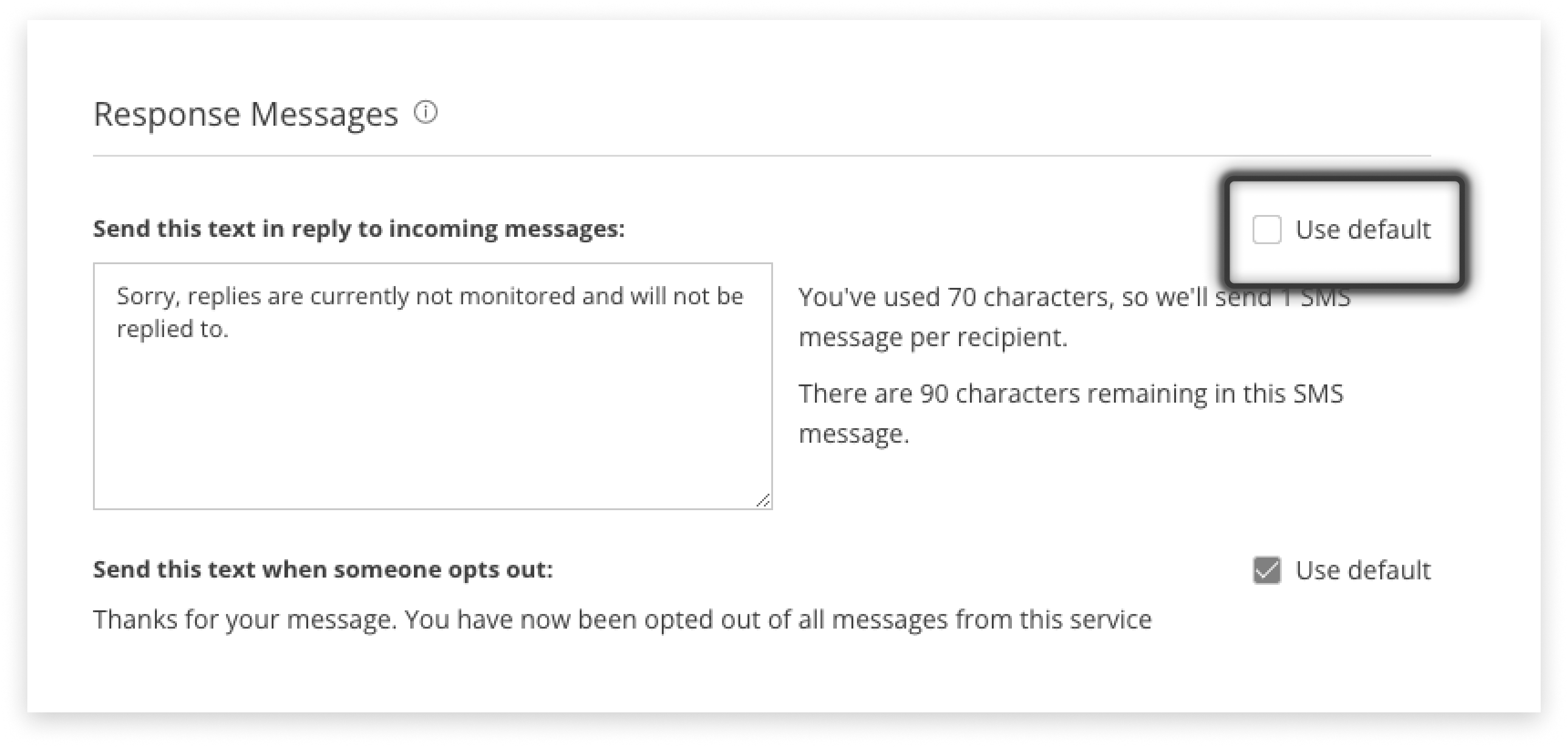 Black and white screenshot of where to create responses per capaign to a new list, in campaign manager