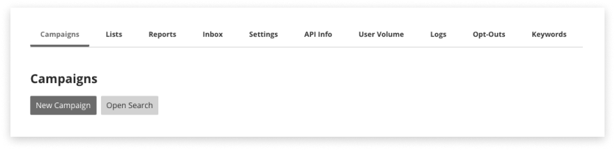 Black and white screenshot of the button to start crafting a new campaign in Campaign Manager