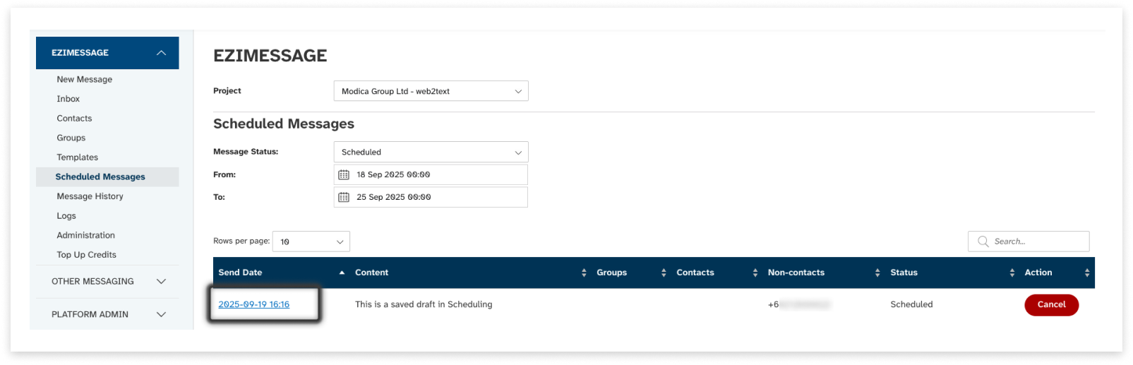 colourful screenshot showing options to add recipients when sending a New Message under EziMessage