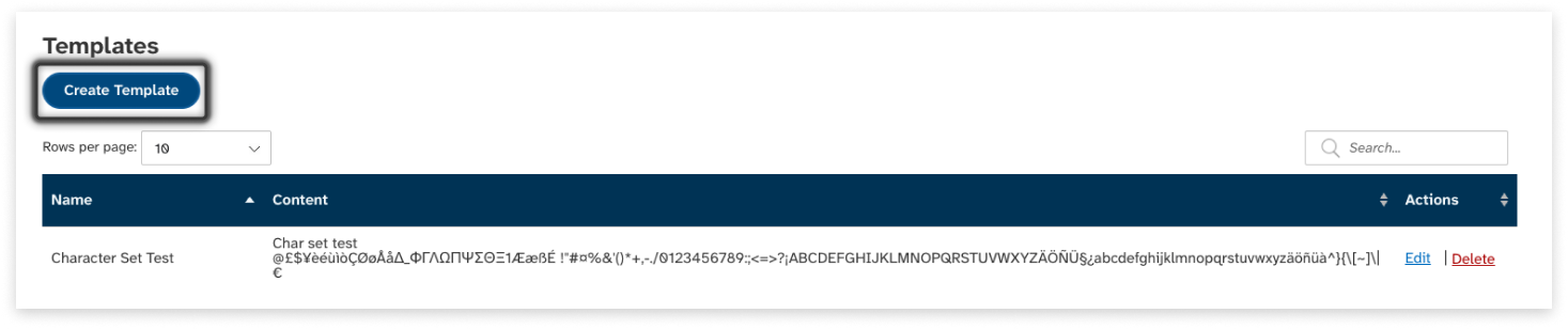 colourful screenshot showing the templates in EziMessage