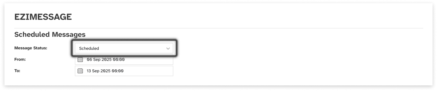 colourful screenshot showing scheduled messages in EziMessage