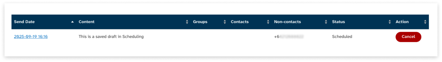 colourful screenshot showing what to click to edit scheduled messages in EziMessage
