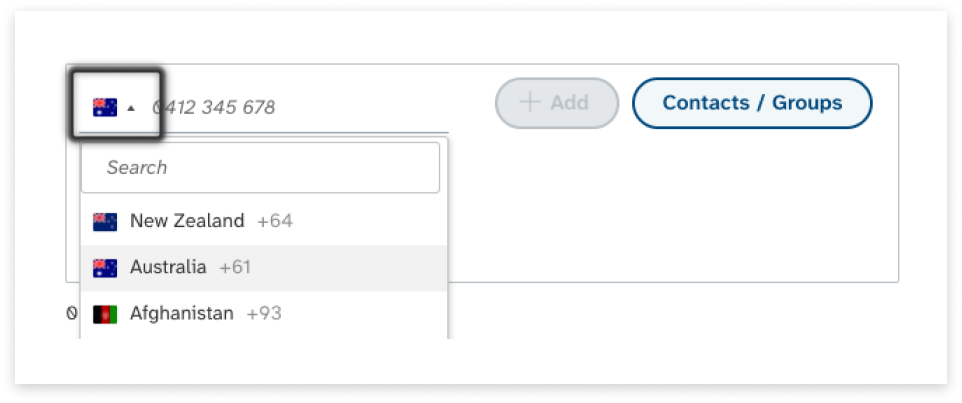 colourful screenshot showing options to add recipients when sending a New Message under EziMessage