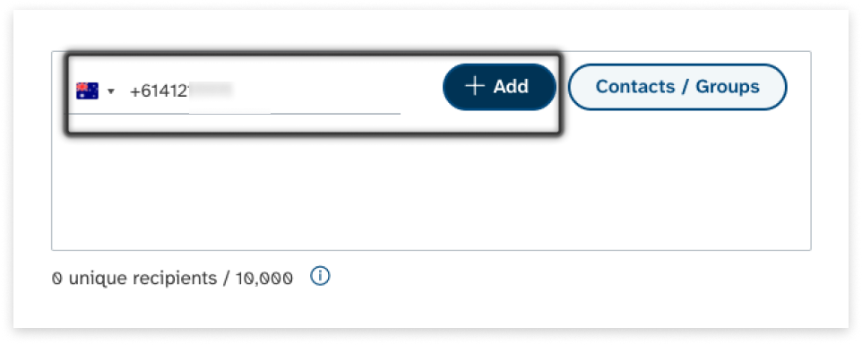 colourful screenshot showing options to add recipients when sending a New Message under EziMessage