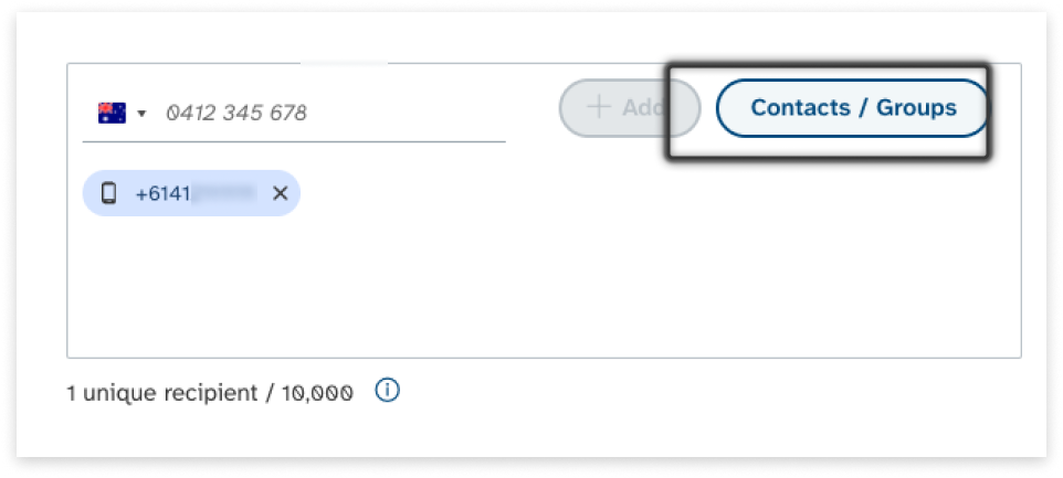 colourful screenshot showing options to add recipients when sending a New Message under EziMessage