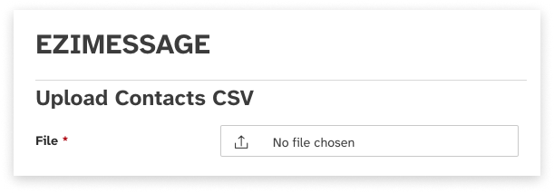 screenshot of the upload Contacts option in EziMessage