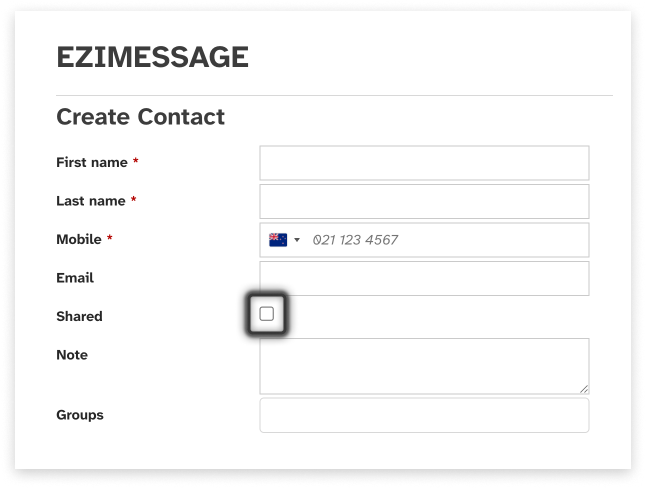 colourful screenshot of the contacts area of EziMessage