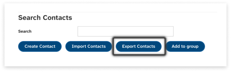colourful screenshot of the button to export contacts in EziMessage