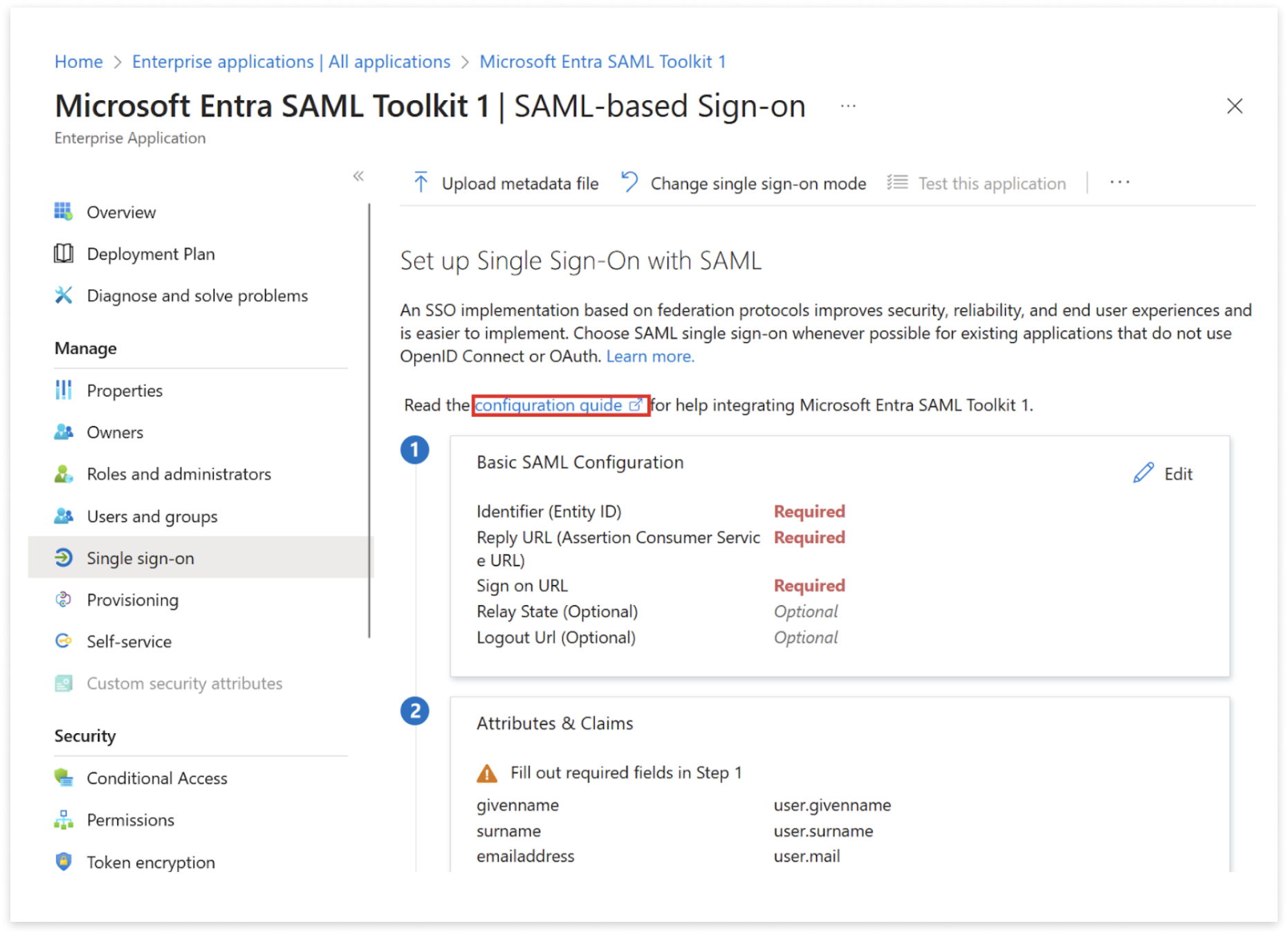 Screenshot of the settings page